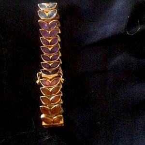 14 k yellow gold heavy handmade genuine colored stones, 6 inches total length.